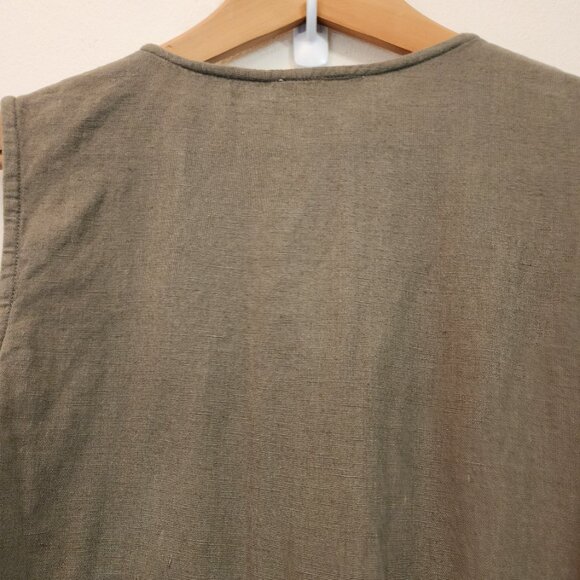 The Shanty corporation Cotton Flax Utility Slvless Jumpsuit Green Women S Chic - Picture 12 of 16